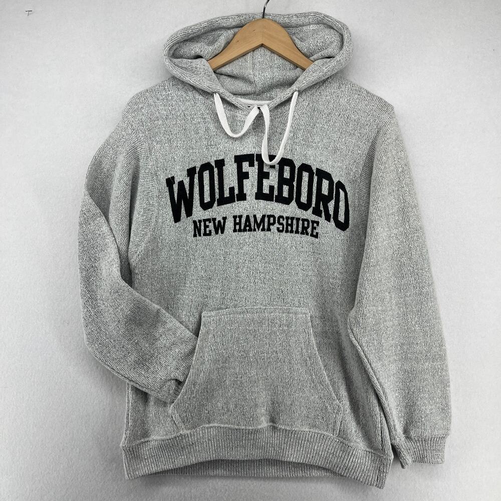 WOLFEBORO Hoodie Adult S New Hampshire Fleece Sweatshirt Pullover Gray USA